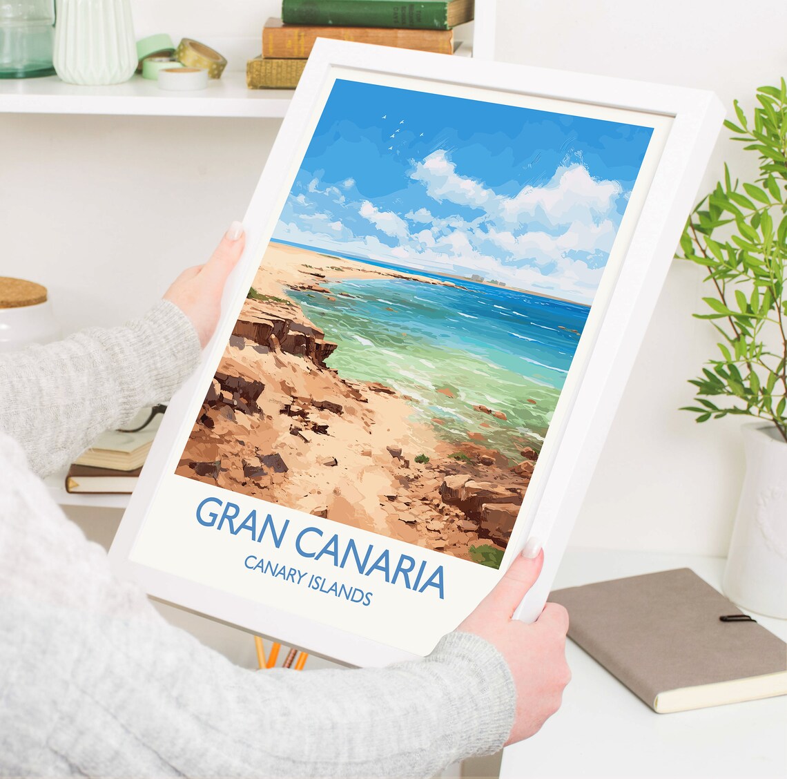 Gran Canaria Canary Islands Rocky Beach Turquoise Bay Travel Poster - Image 5