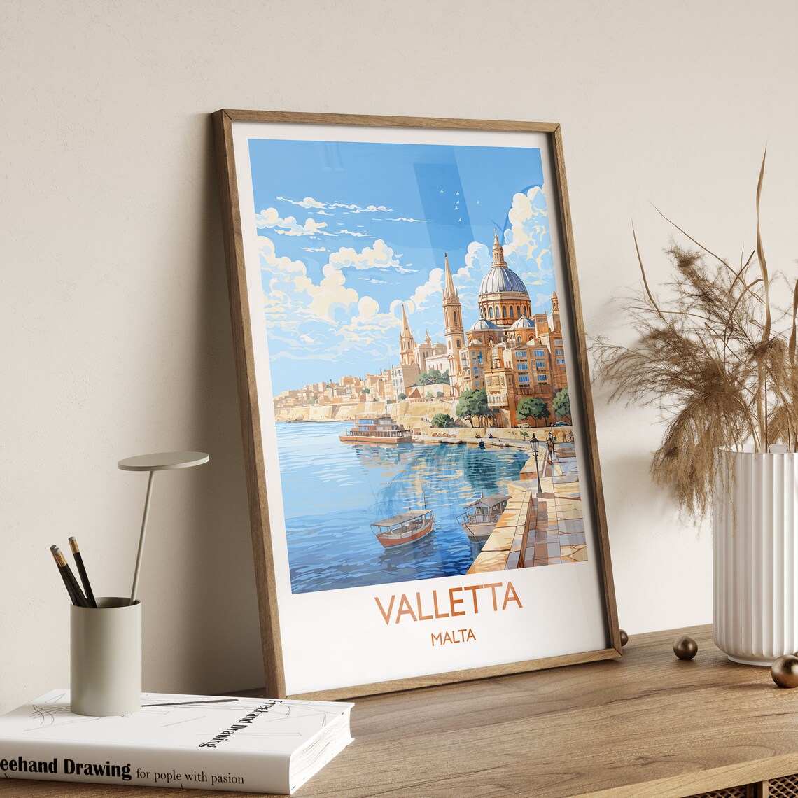 Valletta Travel Poster Malta Art Lovers Gift - Image 2
