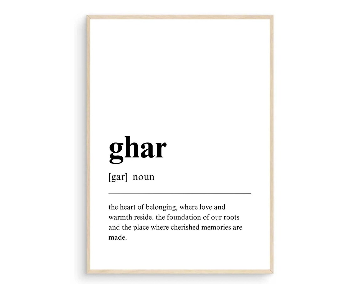Ghar Definition Home Dictionary Poster South Asian Family Wall Decor