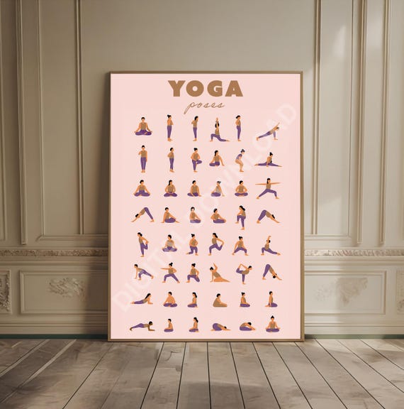 Chakra Yoga Poses Poster Wellness Print Guidance Meditation Pose Art Zen Wall Spiritual Decor Relaxation