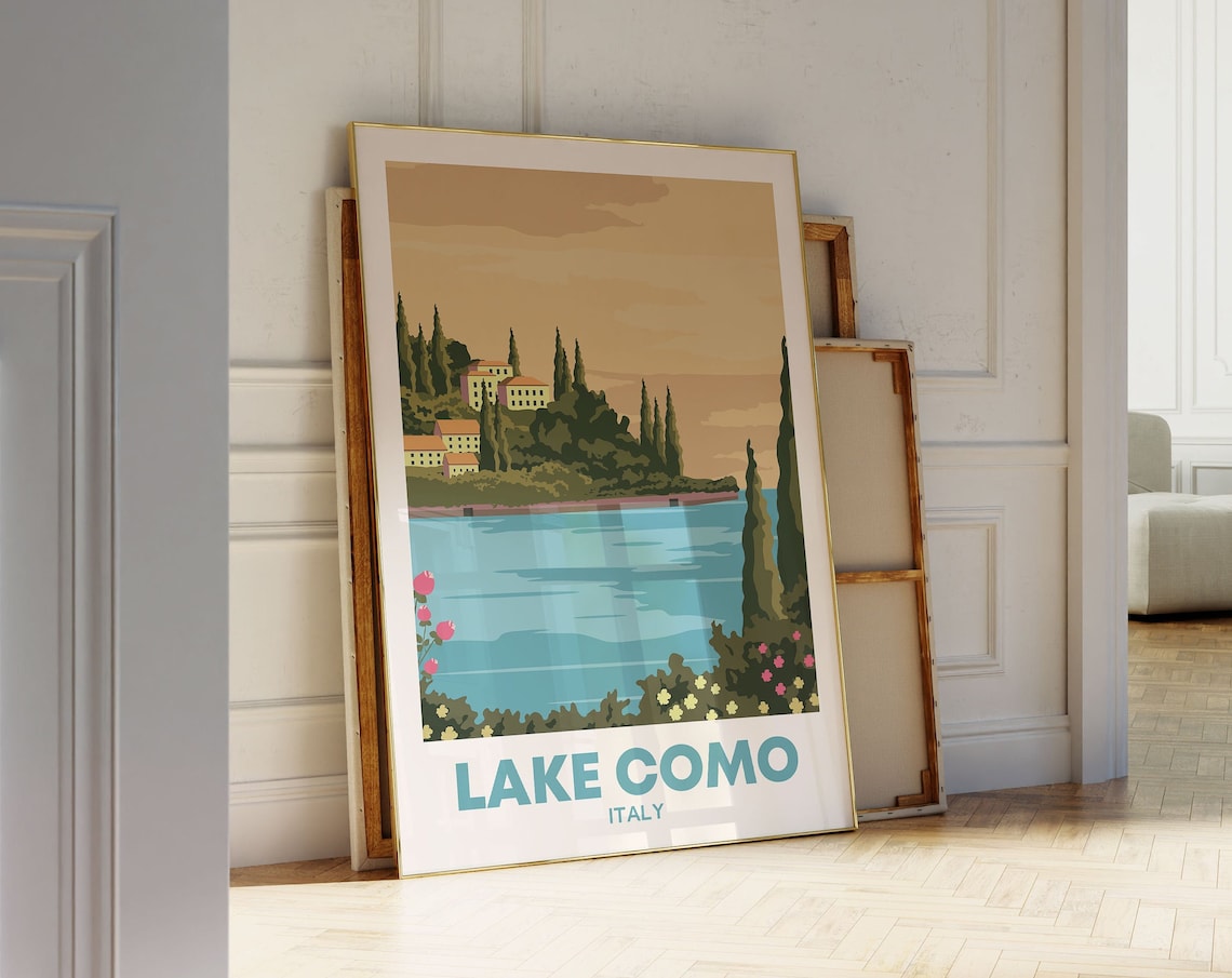 Lake Como Travel Poster, Italy Wall Decoration