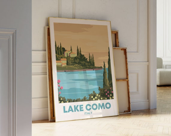 Lake Como Travel Poster, Italy Wall Decoration