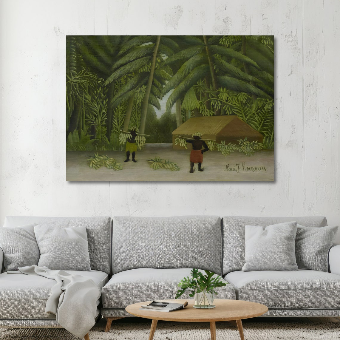 Banana Harvest Rousseau Inspired Art Bold Abstract Print Modern Wall Art Ready To Hang Decoration - Image 5