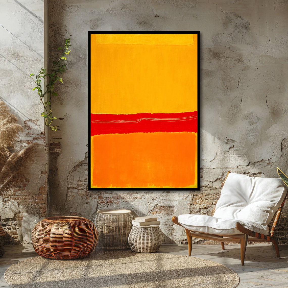 Sunset Radiance Warm Abstract Art Modern Wall Decor Vibrant Orange And Yellow Ready To Hang - Image 2