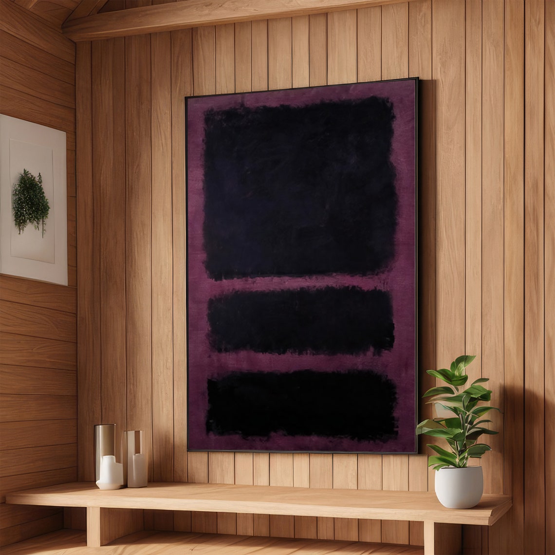 Dark Purple and Black Rothko-Inspired Moody Abstract Art Poster