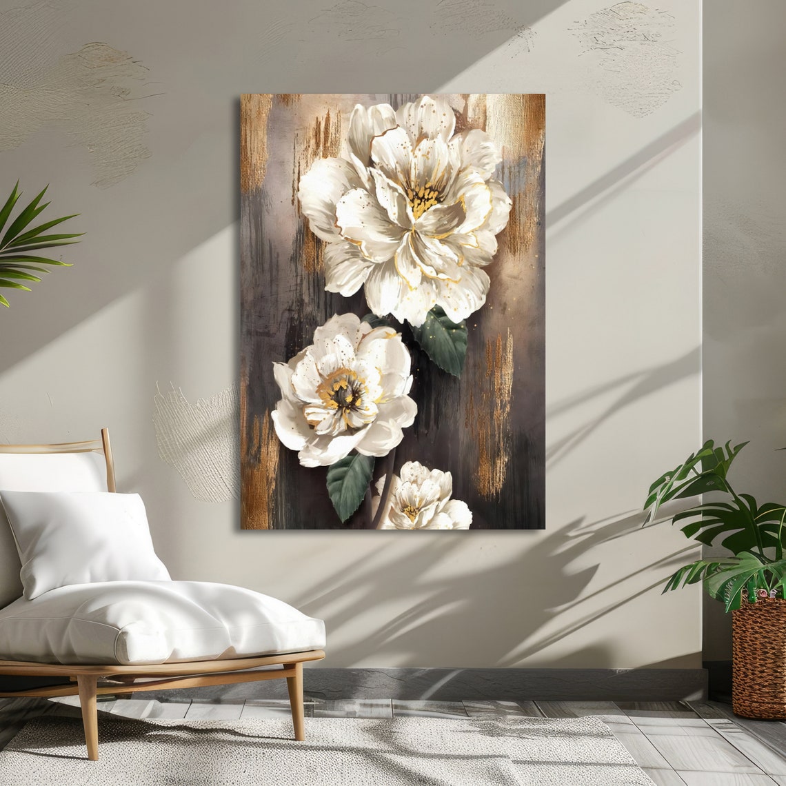 White Peony Blossoms on Dark Background Elegant Floral Poster - Image 5