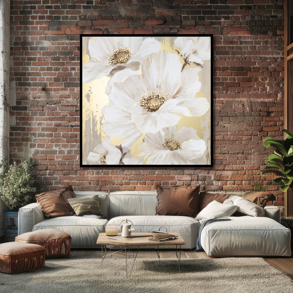 Elegant White Blossoms with Gold Accent Botanical Artwork Poster - Image 4