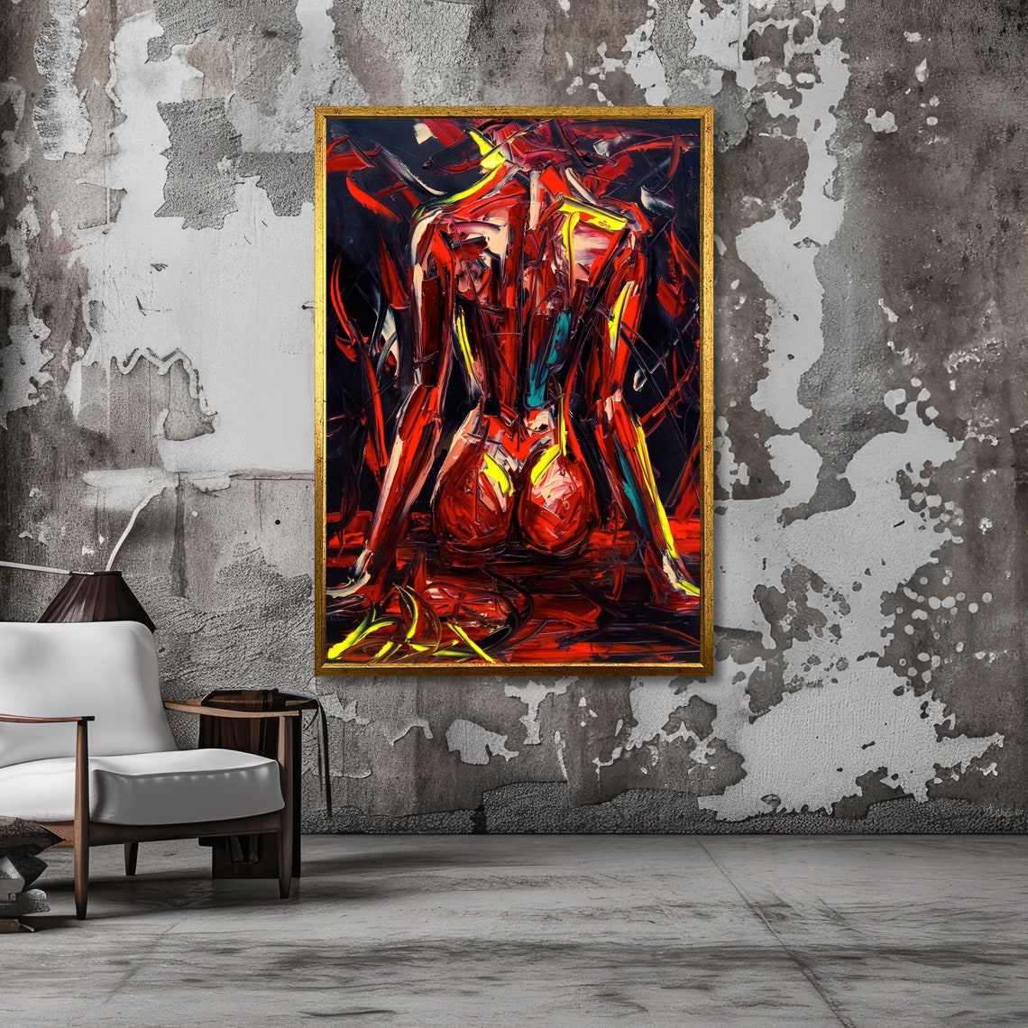 Fiery Passion Abstract Art Bold Abstract Erotic Expression Ready To Hang Wall Art - Image 3