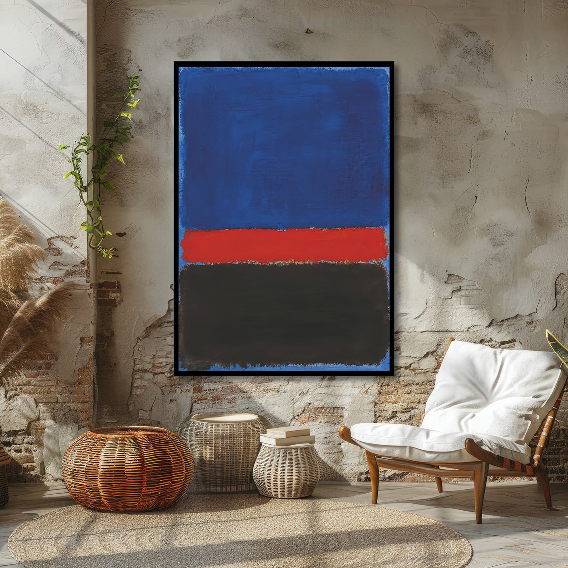 Cobalt Blue Red and Black Rothko-Inspired Color Block Poster - Image 6