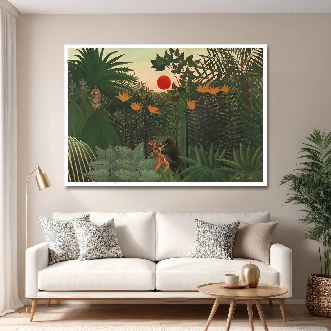Exotic Jungle At Sunset Rousseau Art Print Primitivism Masterpiece Ready To Hang Decoration - Image 6