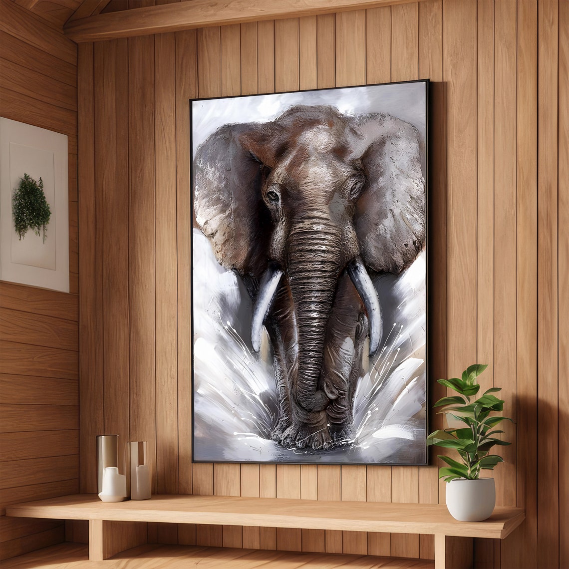 Thunderous African Elephant Charging Forward Wildlife Wall Poster