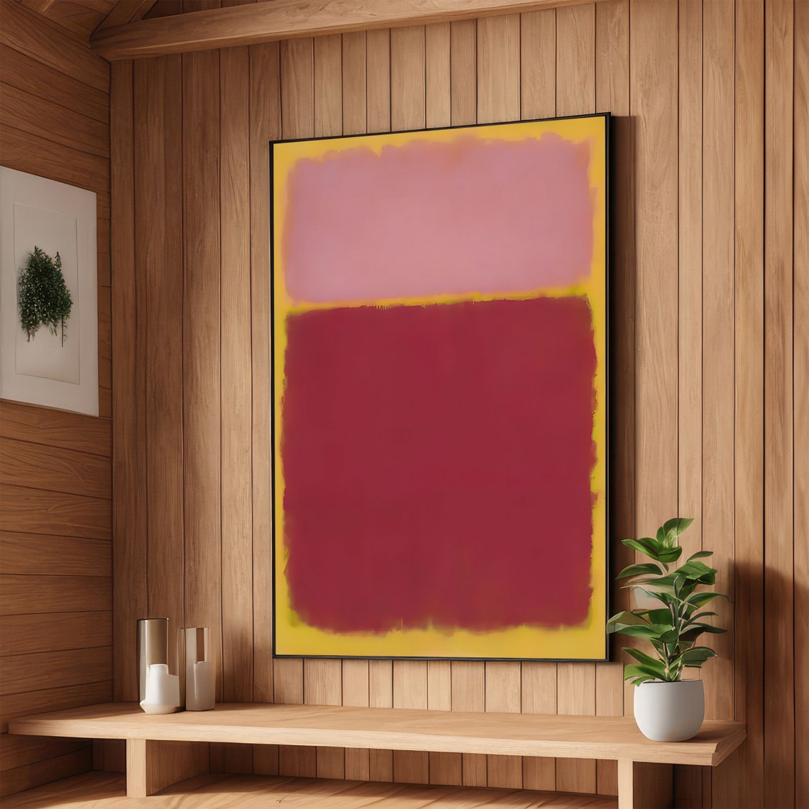 Tender Blush Pink and Crimson Rothko Style Abstract Color Poster