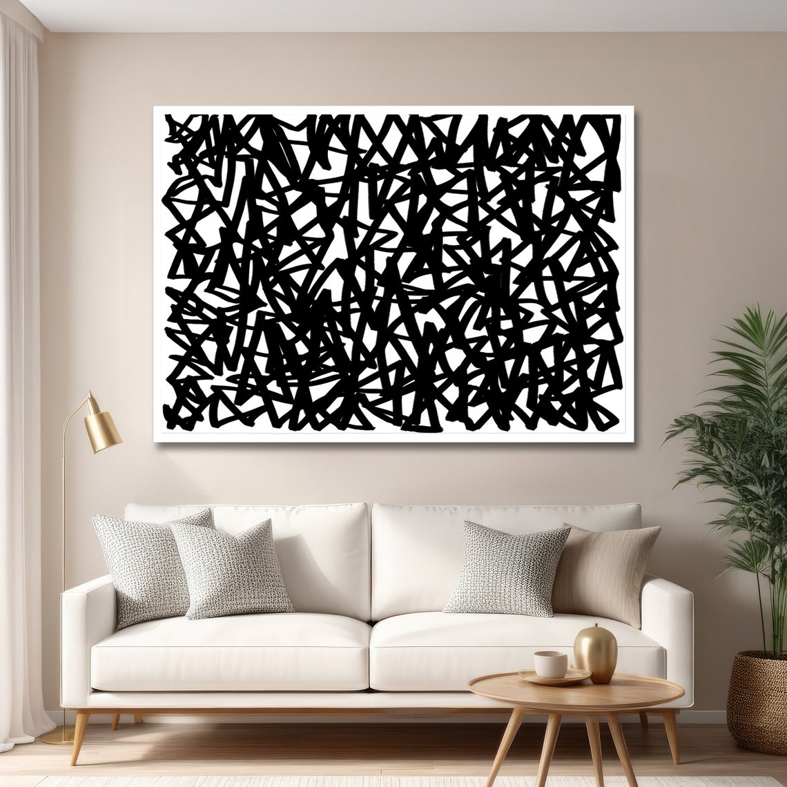 Black and White Abstract Maze Line Art Minimalist Graphic Poster - Image 6