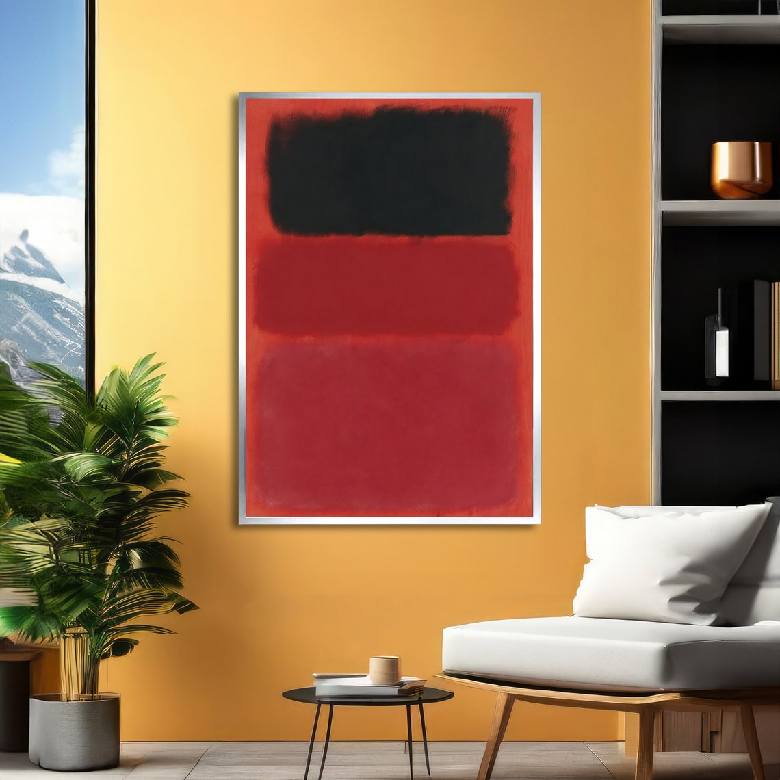 Scarlet Red and Black Rothko-Inspired Abstract Artwork Poster - Image 2