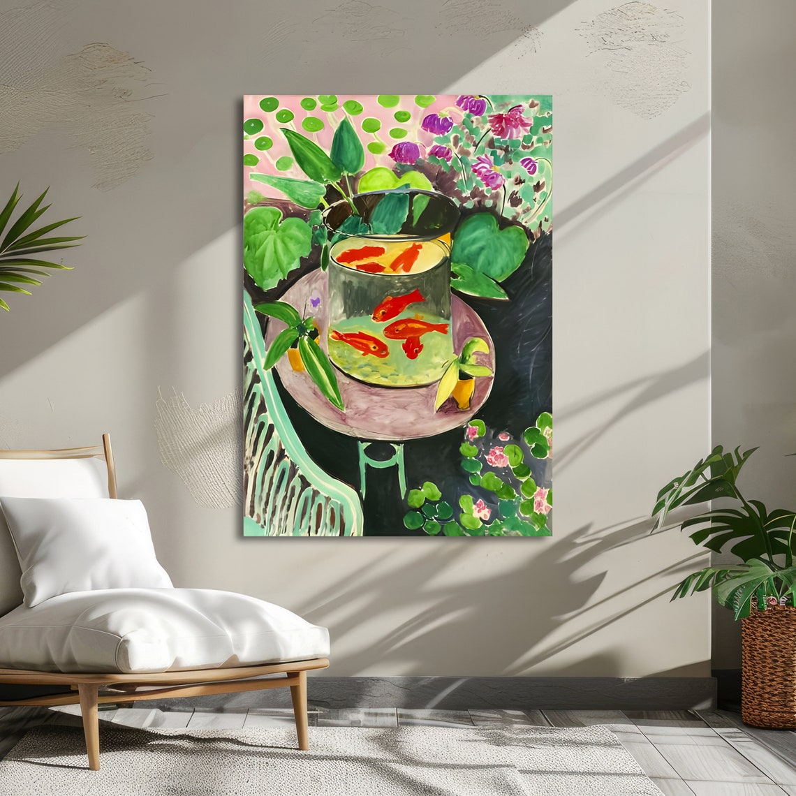 Matisse Goldfish Red Fish in Bowl Among Lush Greenery Poster - Image 3