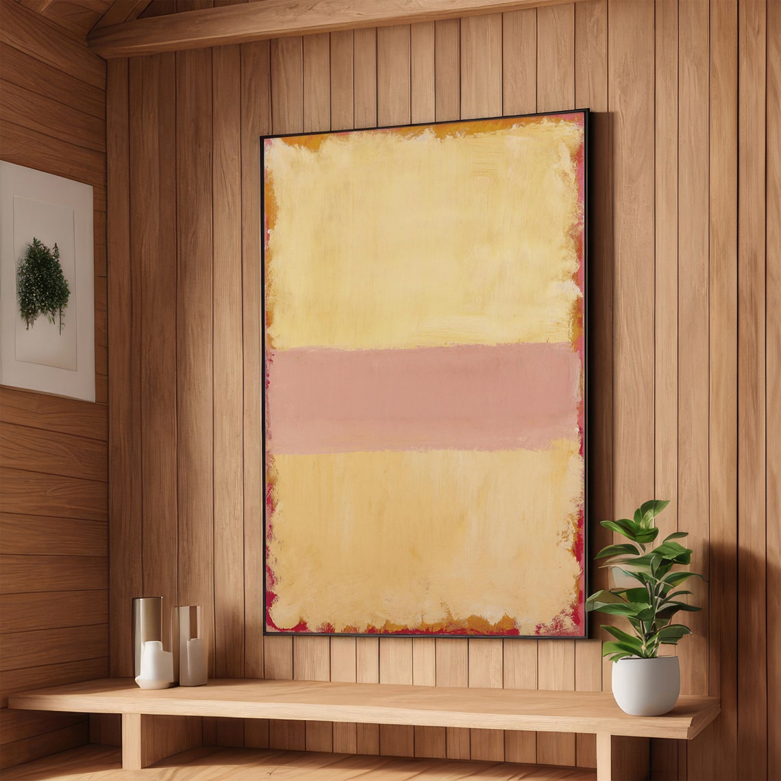 Soft Yellow and Pink Mark Rothko Inspired Abstract Art Poster
