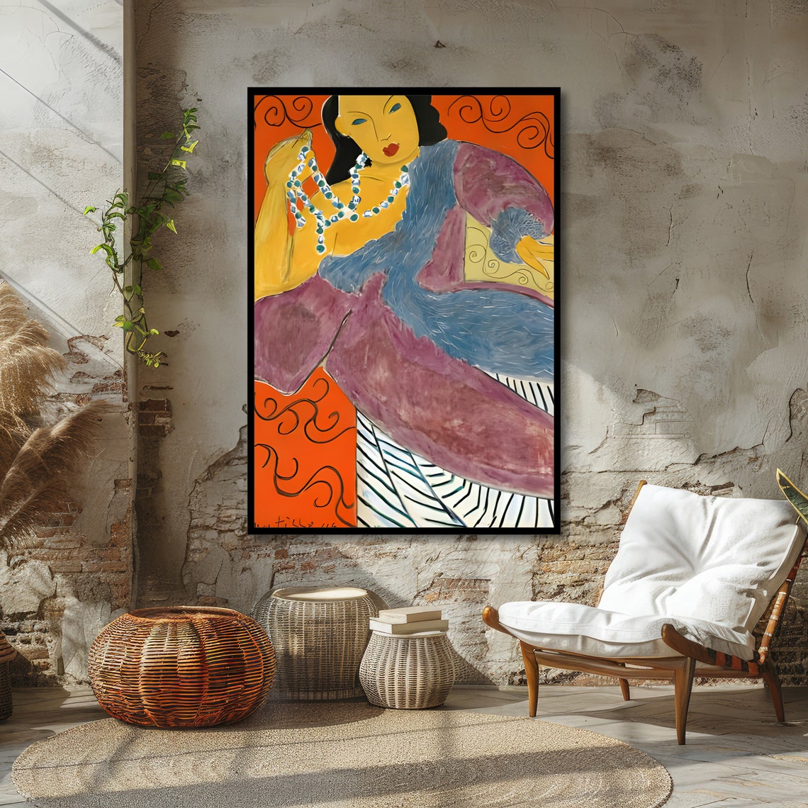 Reclining Woman Matisse Inspired Art Bold Abstract Print Modern Wall Art Ready To Hang Decoration - Image 4