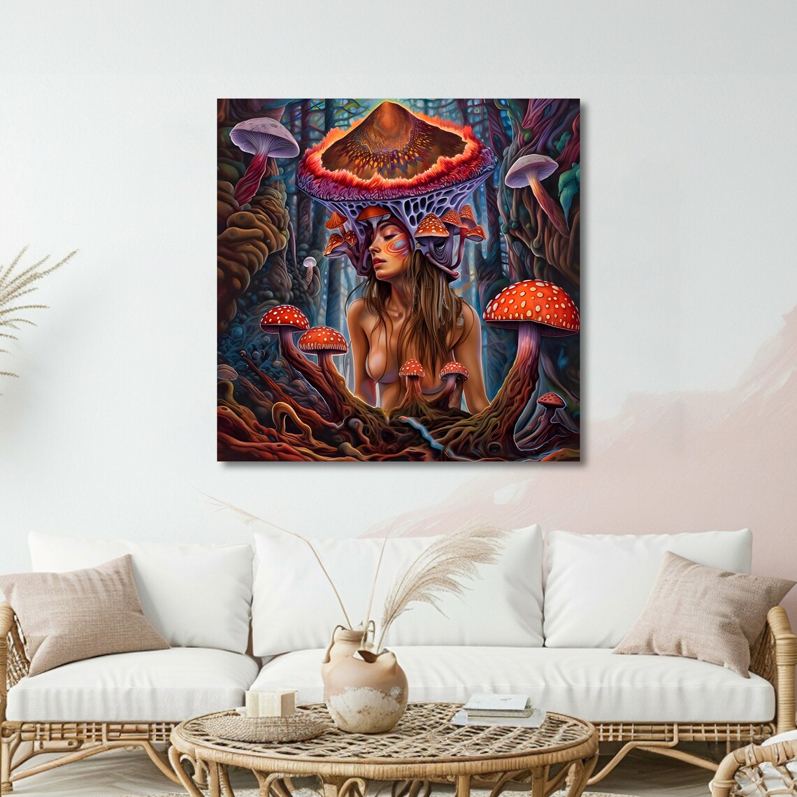 Mushroom Goddess Psychedelic Forest Fantasy Portrait Art Poster - Image 5