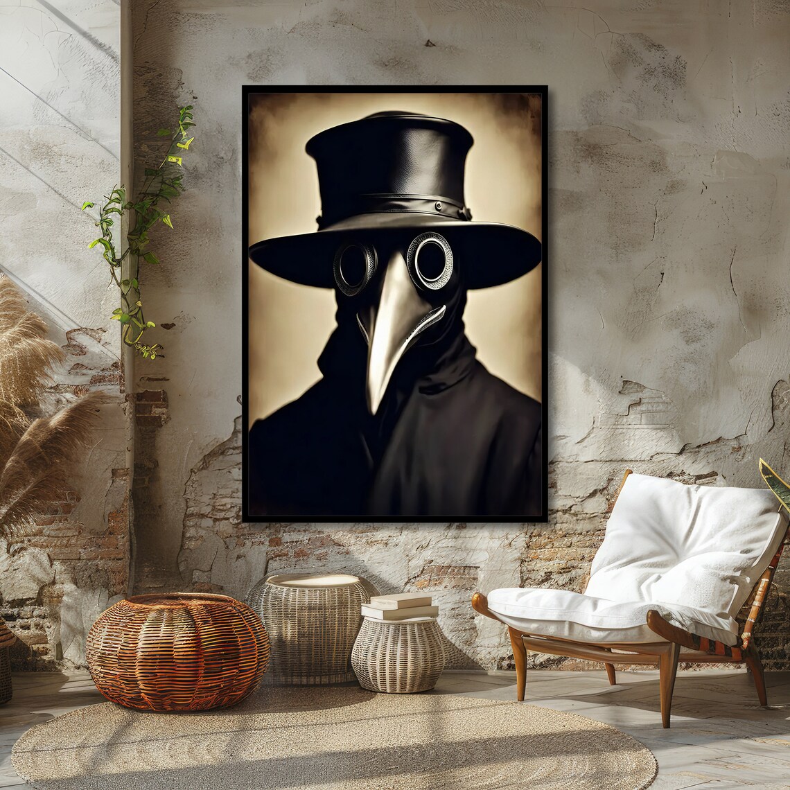 Plague Doctor Portrait Beaked Mask Sepia Vintage Gothic Poster - Image 4