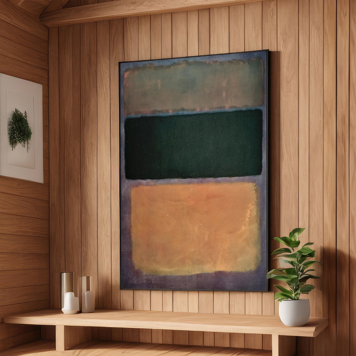 Earthy Green and Orange Rothko-Inspired Color Field Art Poster
