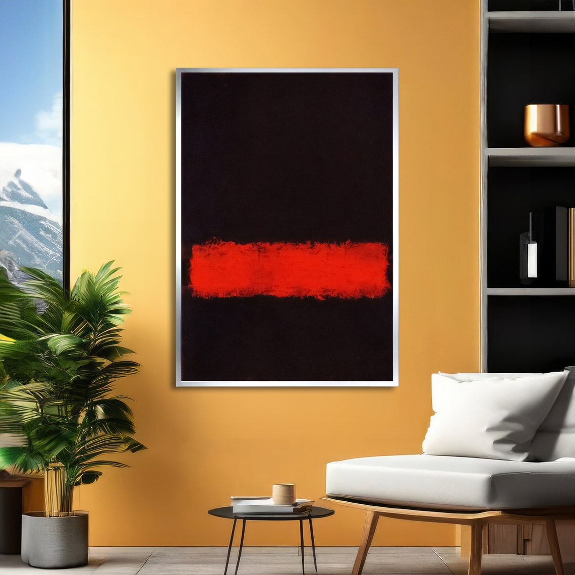 Glowing Red Band on Black Abstract Poster in Dramatic Rothko Style - Image 2