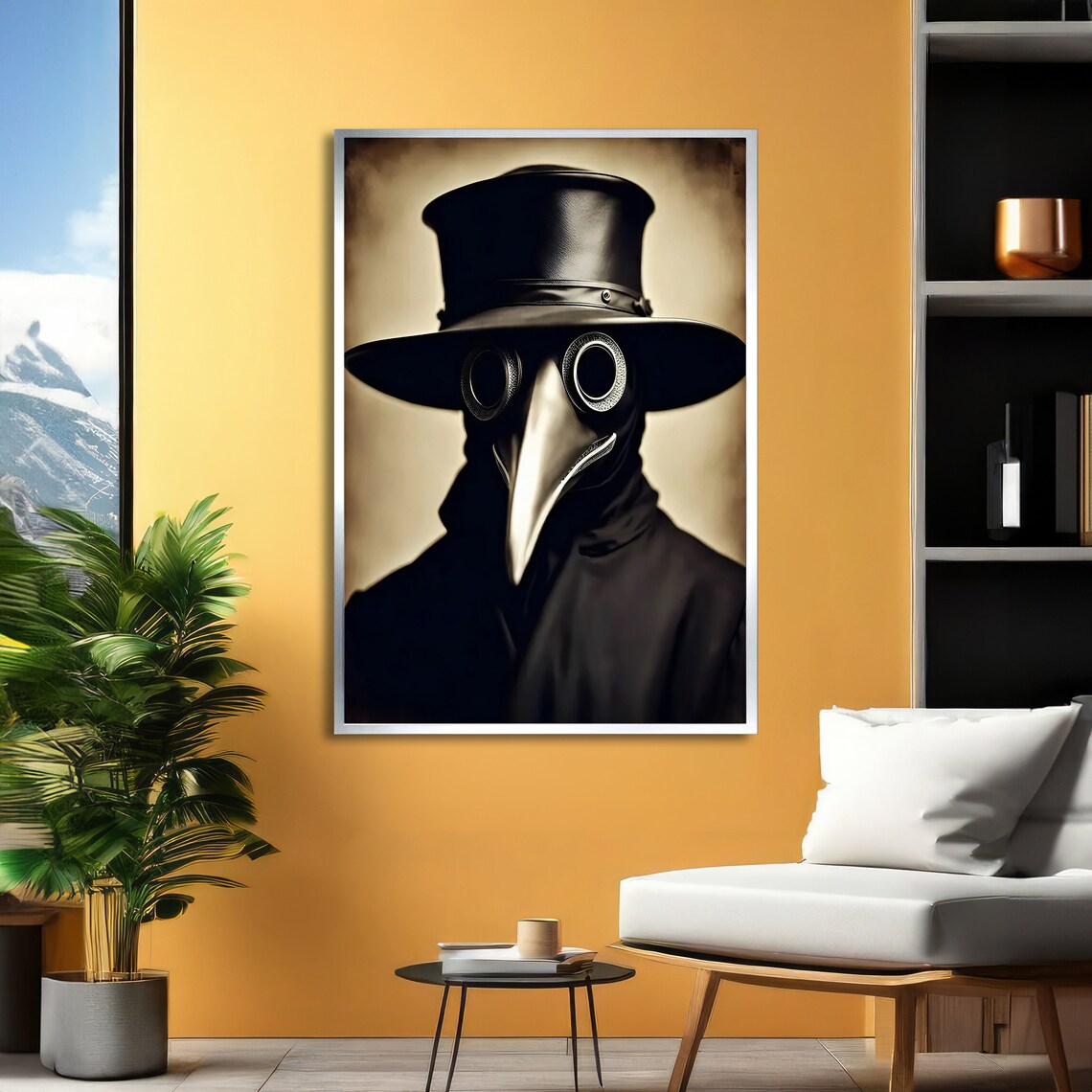 Plague Doctor Portrait Beaked Mask Sepia Vintage Gothic Poster - Image 2
