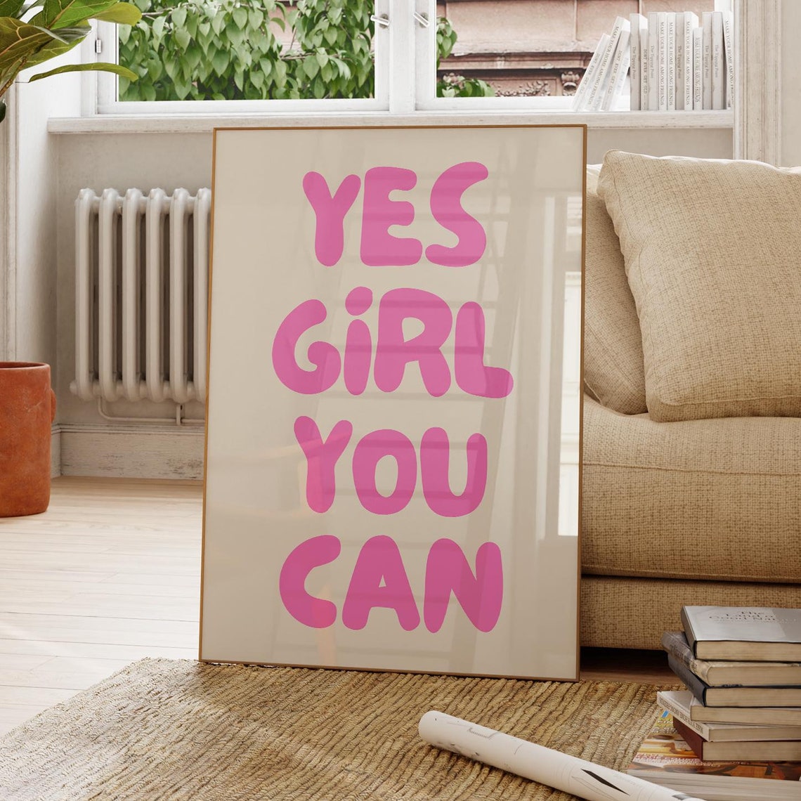 Yes Girl You Can Pink Quote Art Print