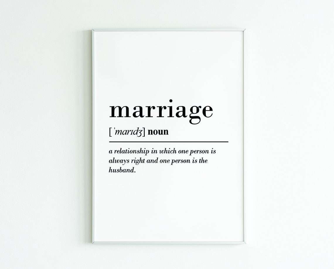 Marriage Funny Definition Husband Always Right Humor Minimalist Poster