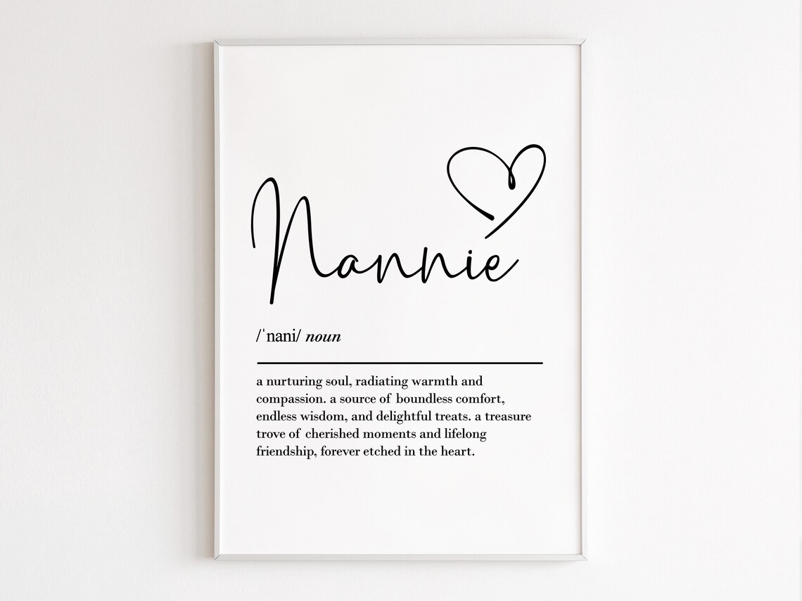 Nannie Definition Art Print, Gift for Grandkids