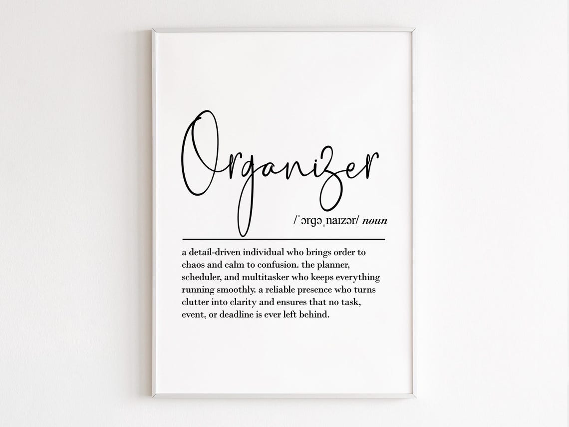 Organizer Definition Dictionary Word Art Planner Scheduler Gift Poster