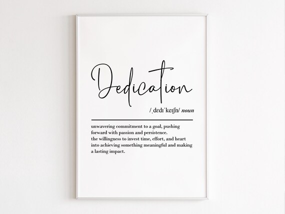 Dedication Dictionary Definition Typography Minimalist Word Art Poster