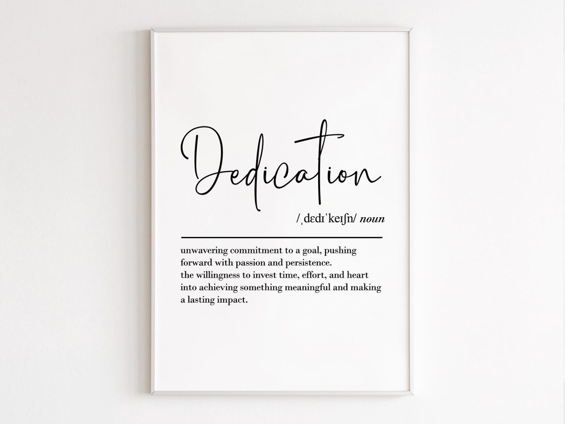 Dedication Dictionary Definition Typography Minimalist Word Art Poster