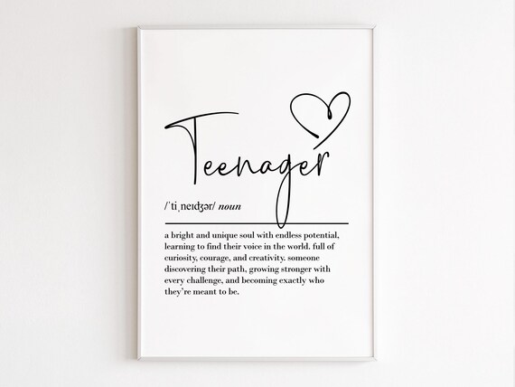 Teenager Definition Script Heart Inspirational Teen Room Wall Poster