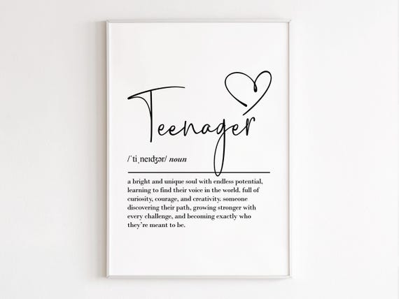 Teenager Definition Wall Art Gifts Boy Girl Bedroom Prints Birthday