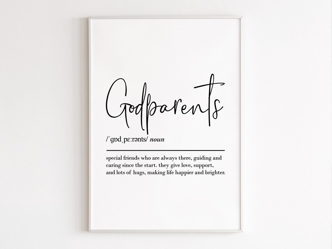 Godparents Definition Art Print, Gift for Her