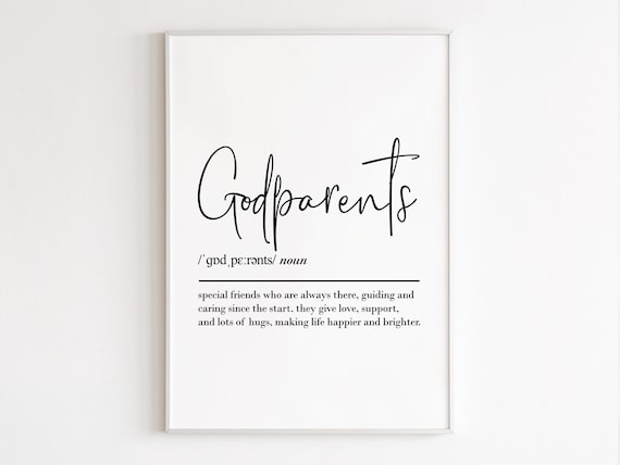 Godparents Definition Art Print, Gift for Her