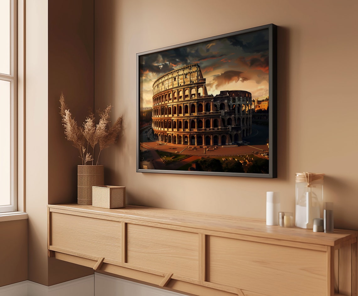 Rome Italy Colosseum At Sunset Ancient Monument Golden Skyline Poster - Image 5