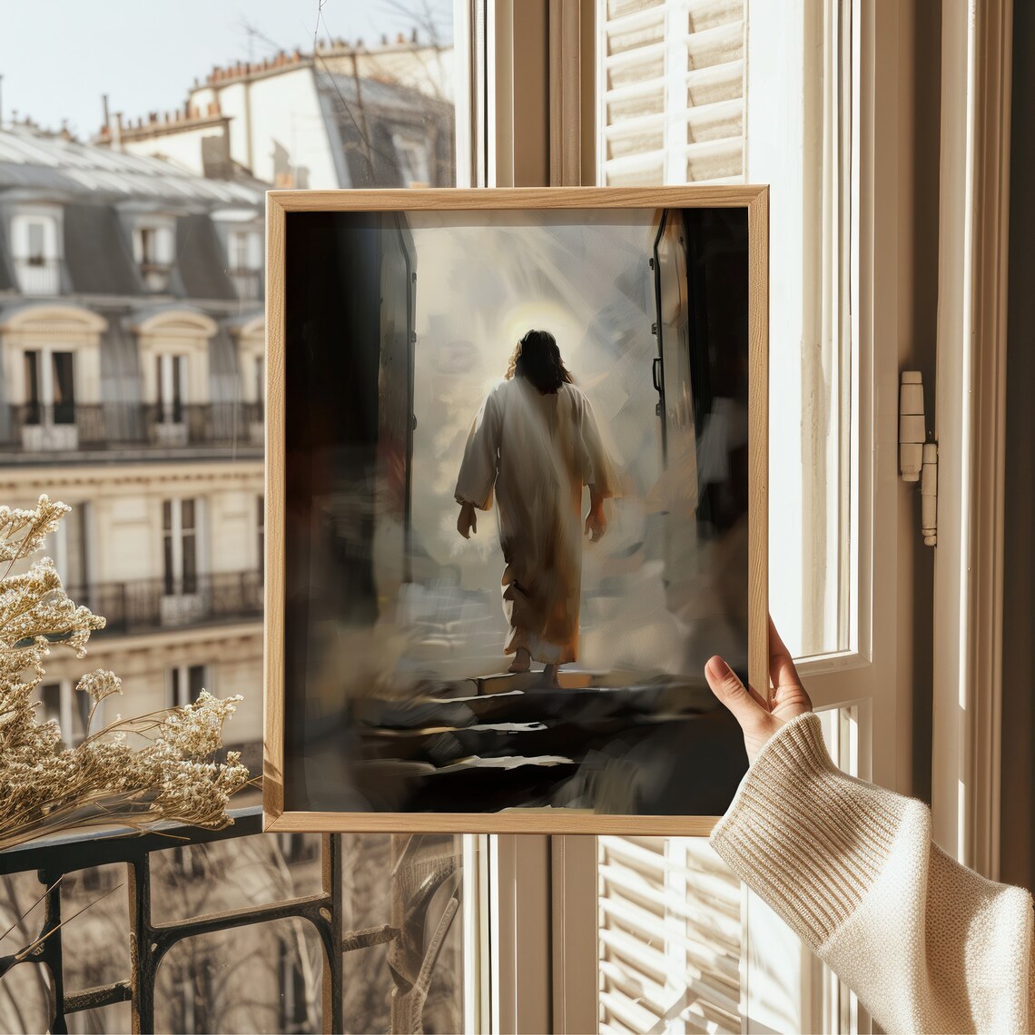 Jesus Resurrection Walking Out Of Tomb Into Light Christian Oil Painting Poster - Image 2