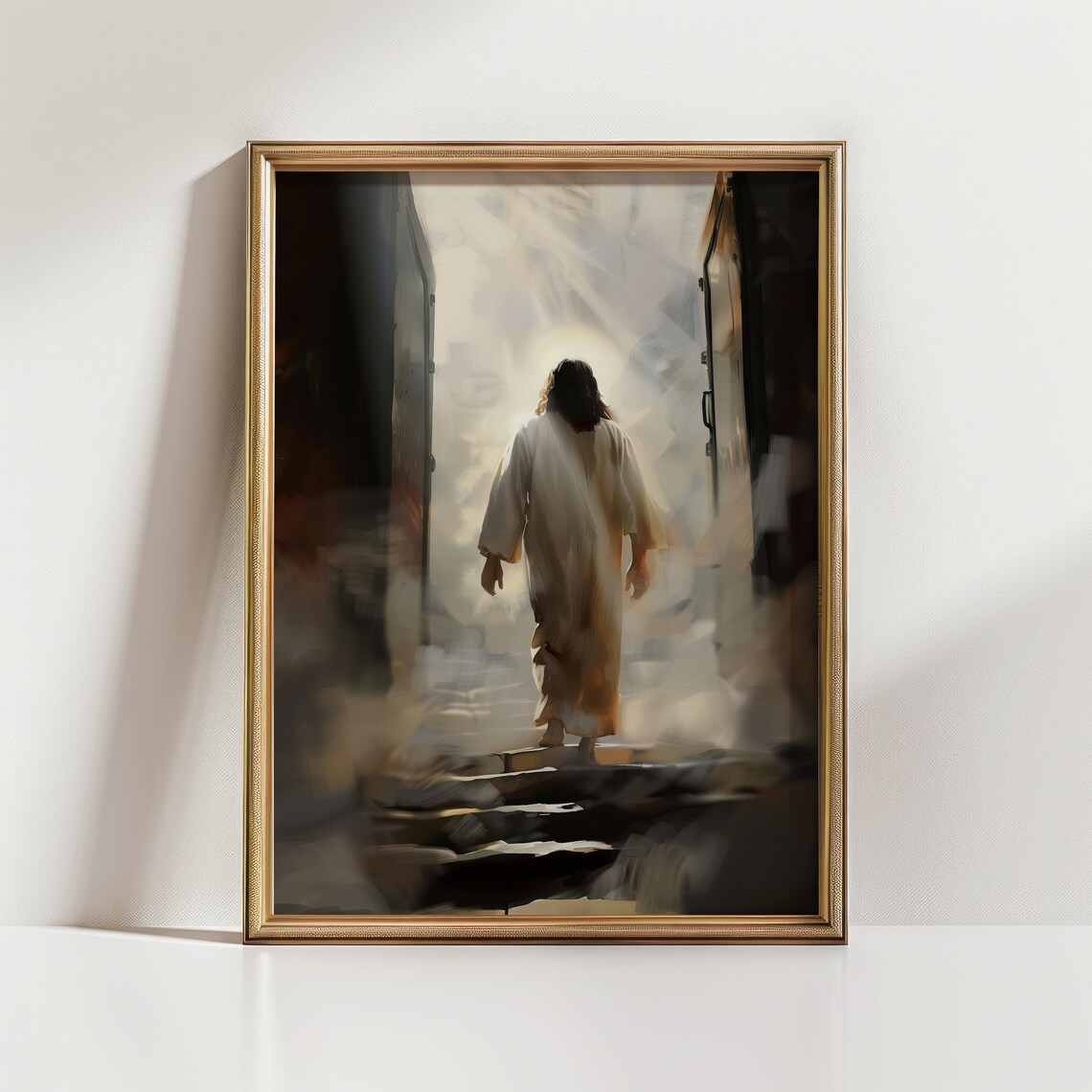 Jesus Resurrection Walking Out Of Tomb Into Light Christian Oil Painting Poster - Image 3