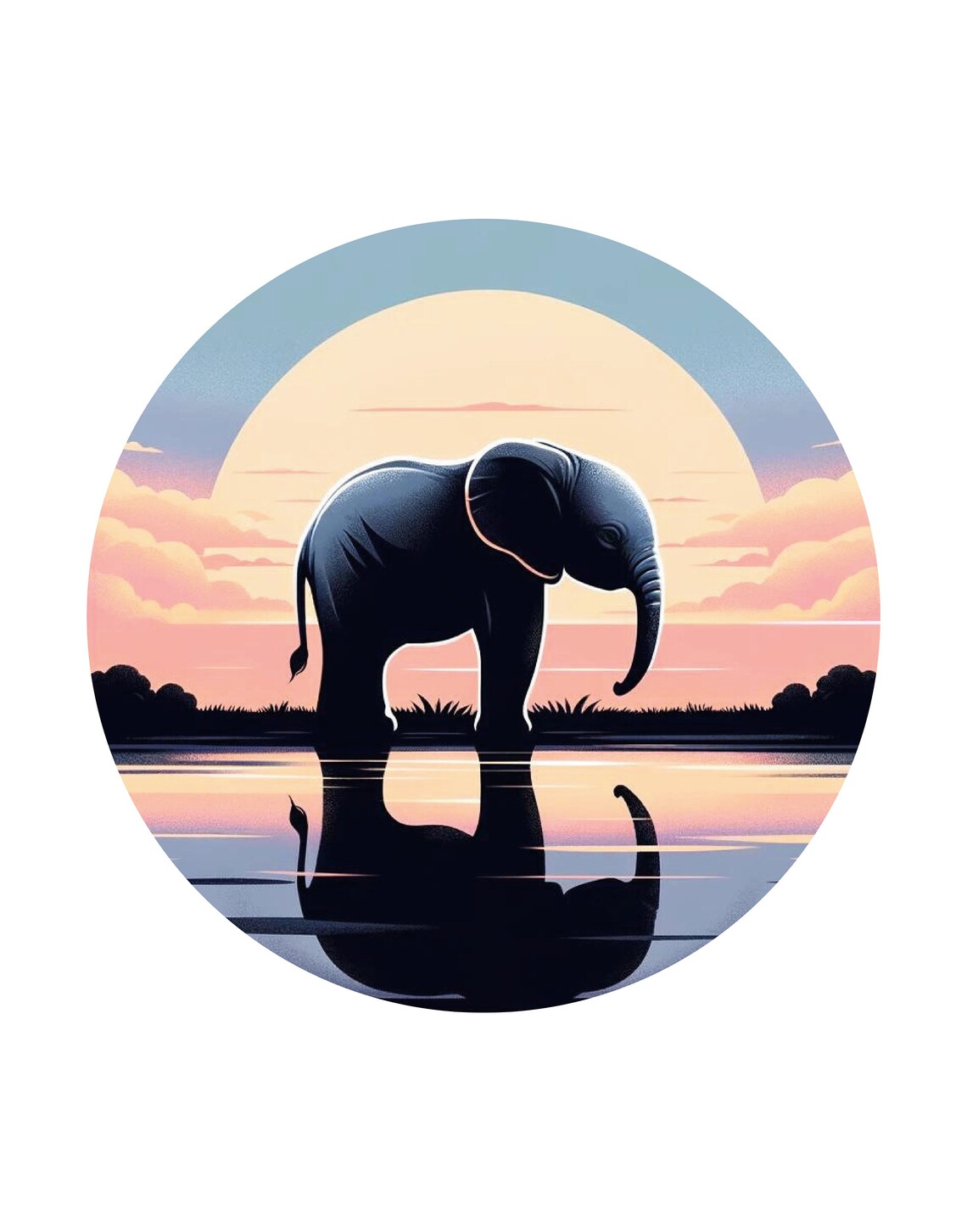 Elephant Sunset Reflection Waterhole Dusk Silhouette Savanna Art Poster - Image 3