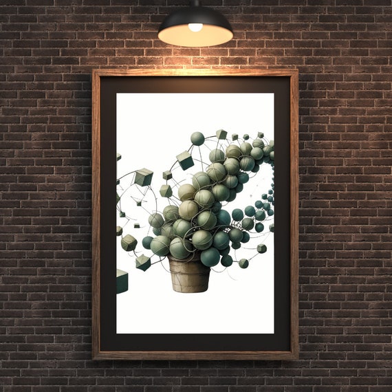 Abstract Geometric String Of Pearls Plant Print Innovative Artistic Take On Succulent Decor Contemporary Green Wall Art