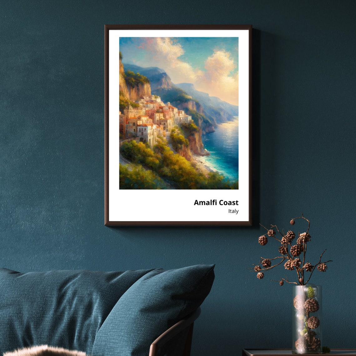 Amalfi Coast Italy Cliffside Town Mediterranean Sea View Poster - Image 4