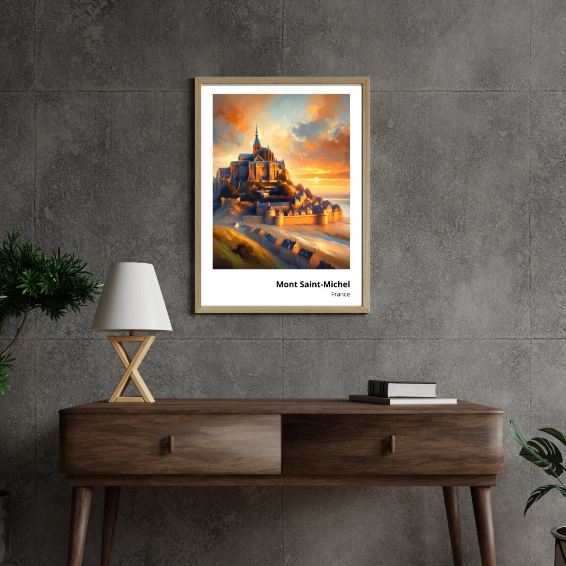 Mont Saint-Michel France Abbey Island Golden Sunset Dramatic Sky Poster - Image 3