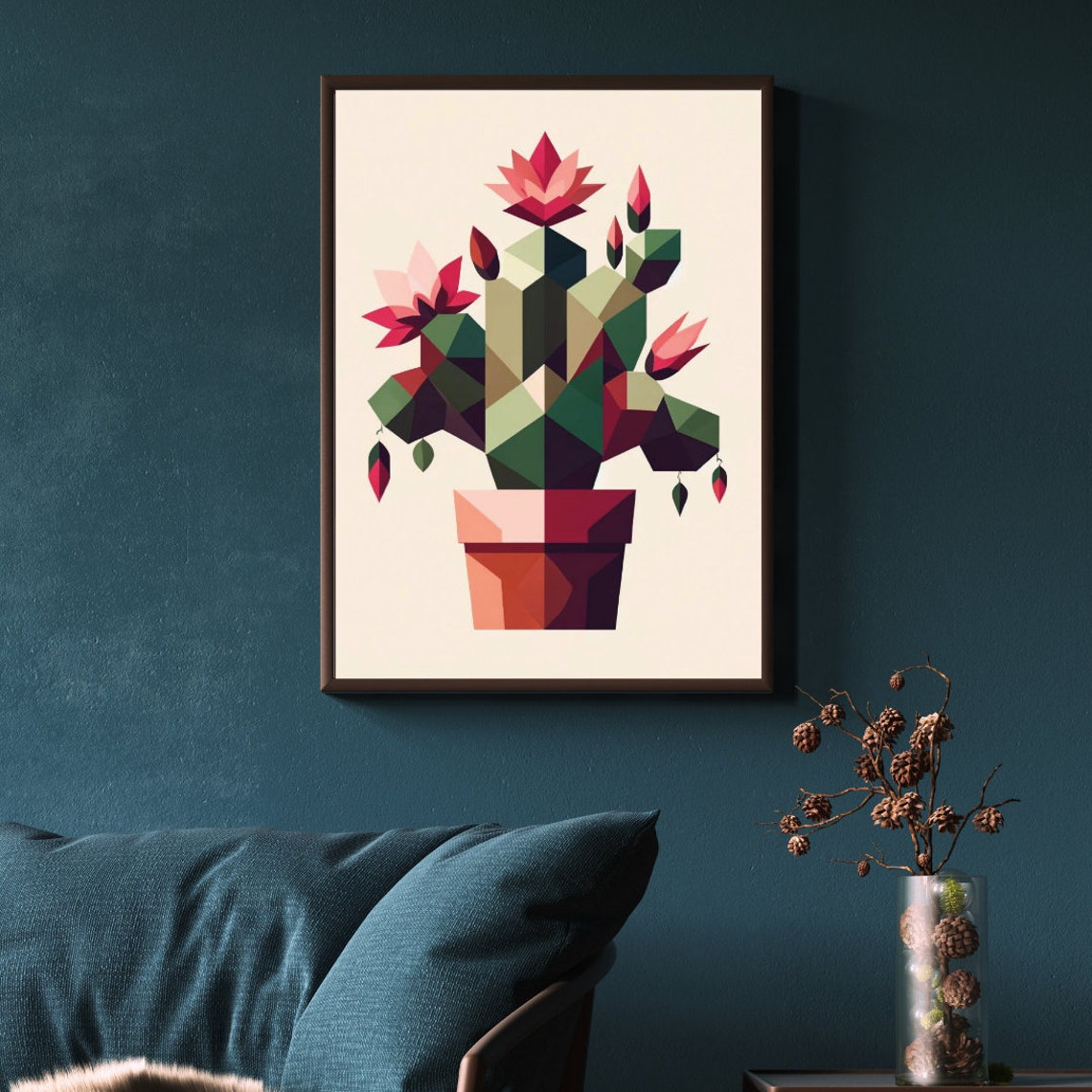 Abstract Geometric Cactus Print Modern Blooming Cacti Illustration Bold Colorful Desert Plant Artwork - Image 2