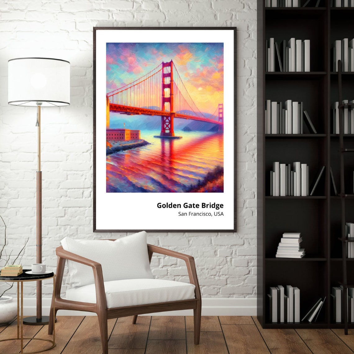 Golden Gate Bridge San Francisco Sunset Bay View Iconic Poster