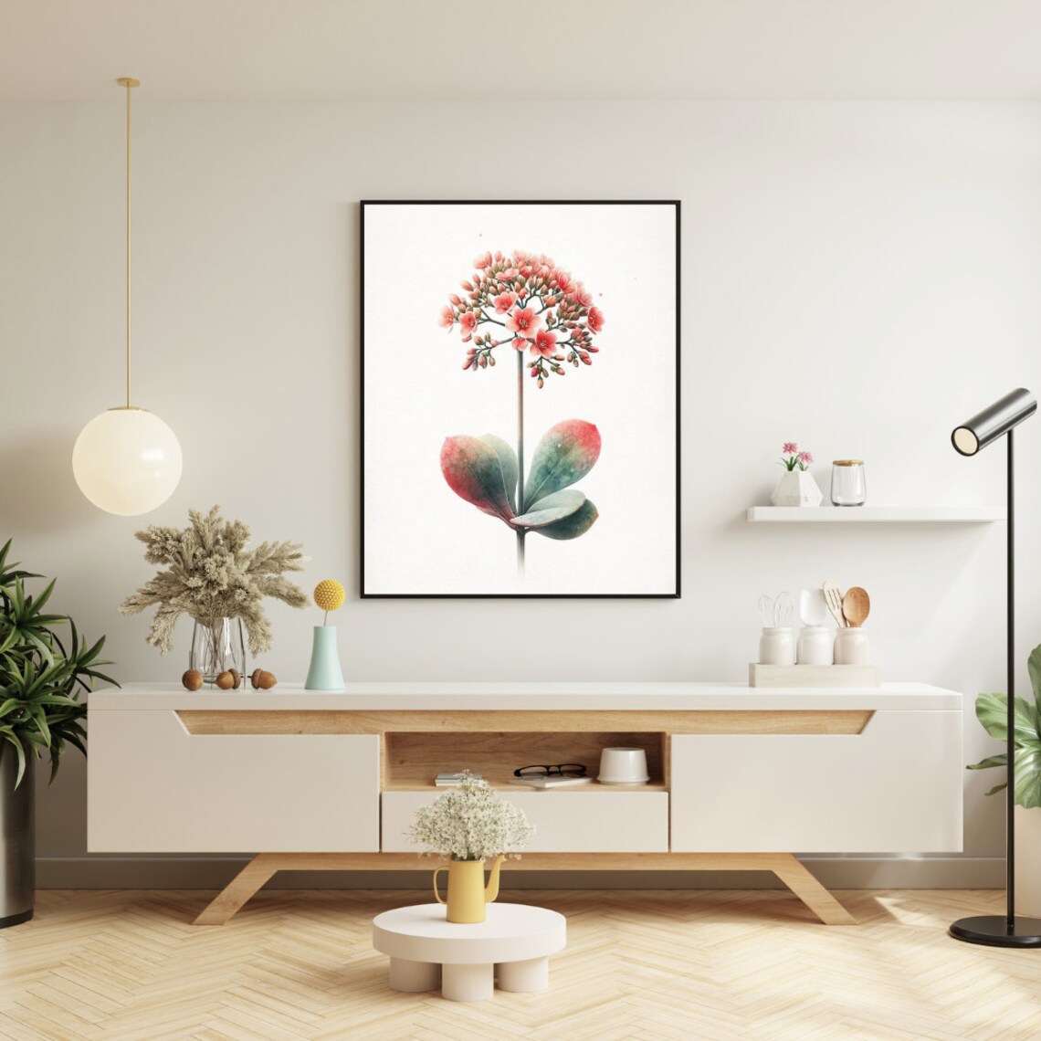 Pink Watercolor Flower Cluster Soft Romantic Botanical Art Poster