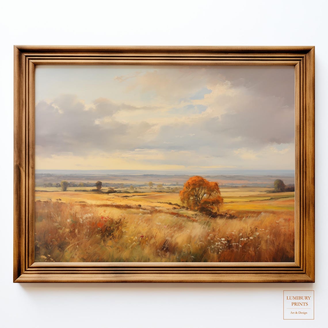 Autumn Landscape Print Fall Tree Wall Art Rustic Country Vintage Peaceful Nature Instant