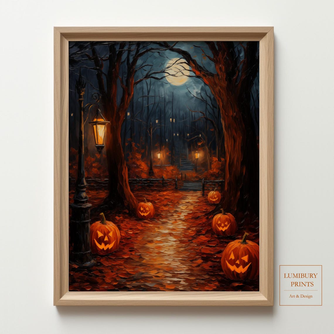 Pumpkin Wall Art Decor Halloween Vintage Print Jack O Lantern Spooky Home Instant