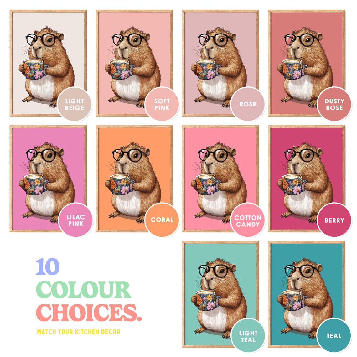 Capybara Drinking Coffee Wall Art Coffee Lover Print Capybara Gift Funny Capybara Poster Dining Room Kitchen Wall Decor Trendy Print - Image 5