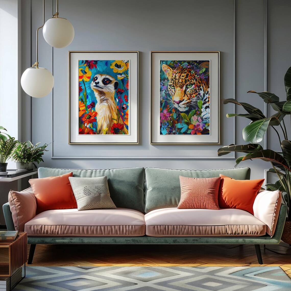 Meerkat in Bold Colorful Paint Surrounded by Bright Flowers Poster - Image 5